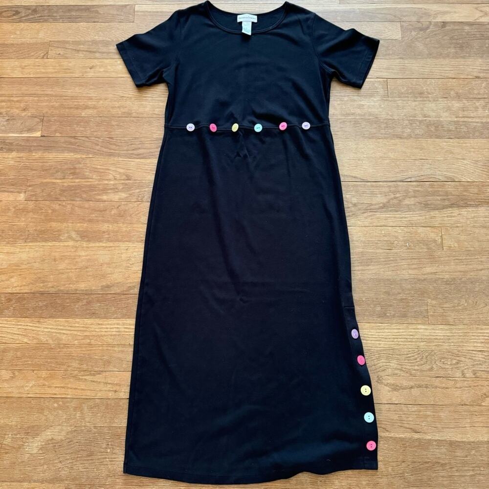 Draper's & Damon's black short sleeve embellished maxi shift dress small S
 b19